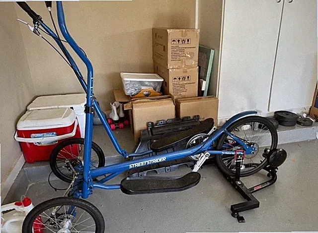 Outdoor Elliptical Bike StreetStrider 3i with Indoor Training Stand