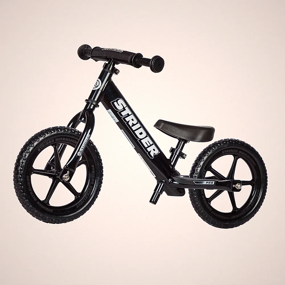 Strider 12” Pro Bike, Black Pearl - Balance Bicycle for Kids 1 to 4 Years