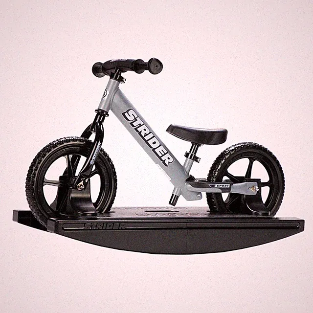 Strider 12 Sport Bike with Rocking Base for Kids 6 Months-4 Years, Gray